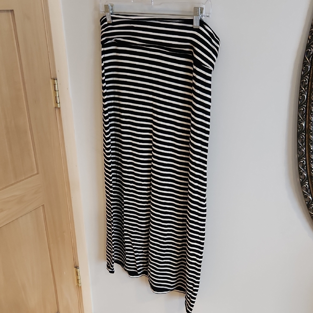 J. Crew Black and White Striped Maxi Skirt